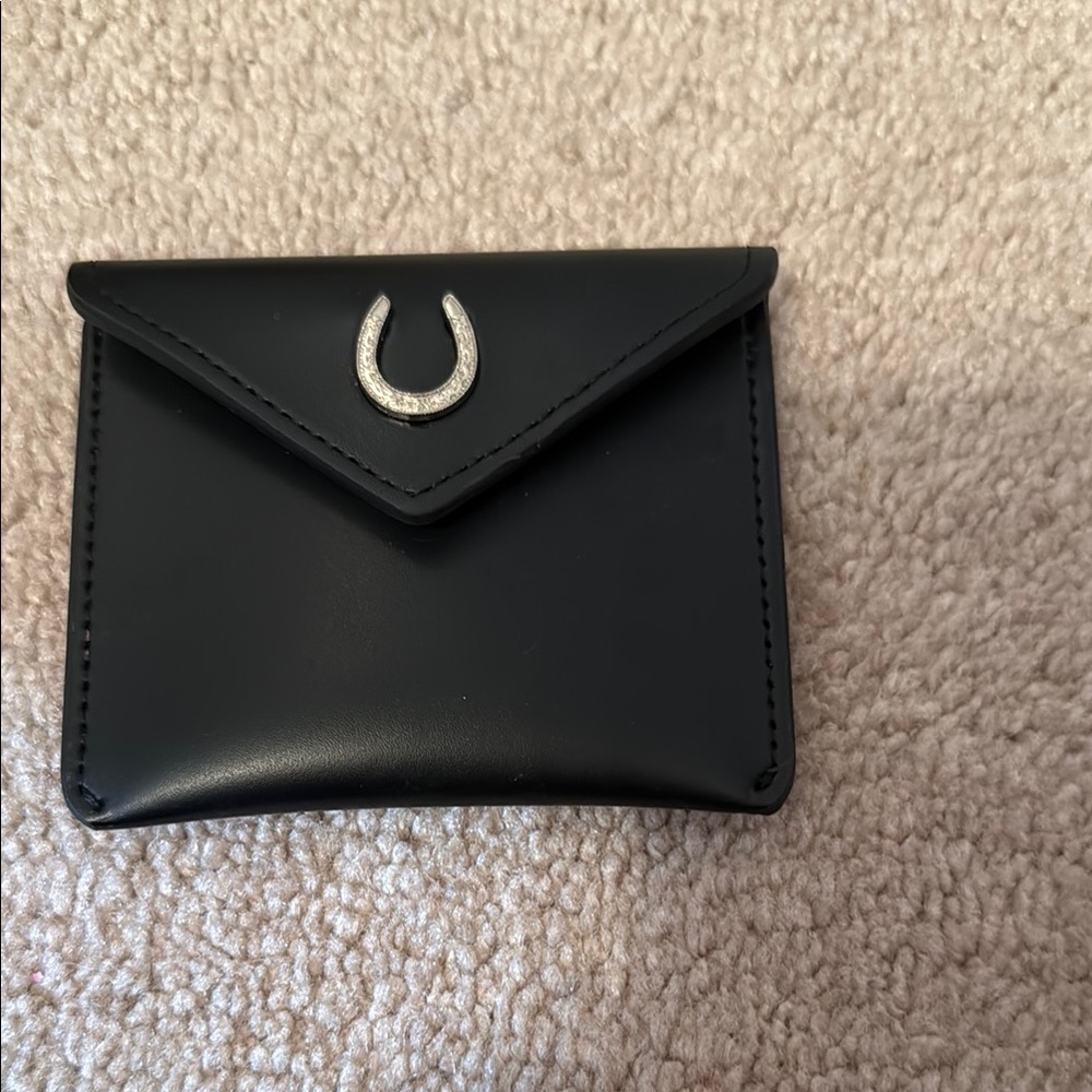 New Black Wallet with Silver Horseshoe Accent